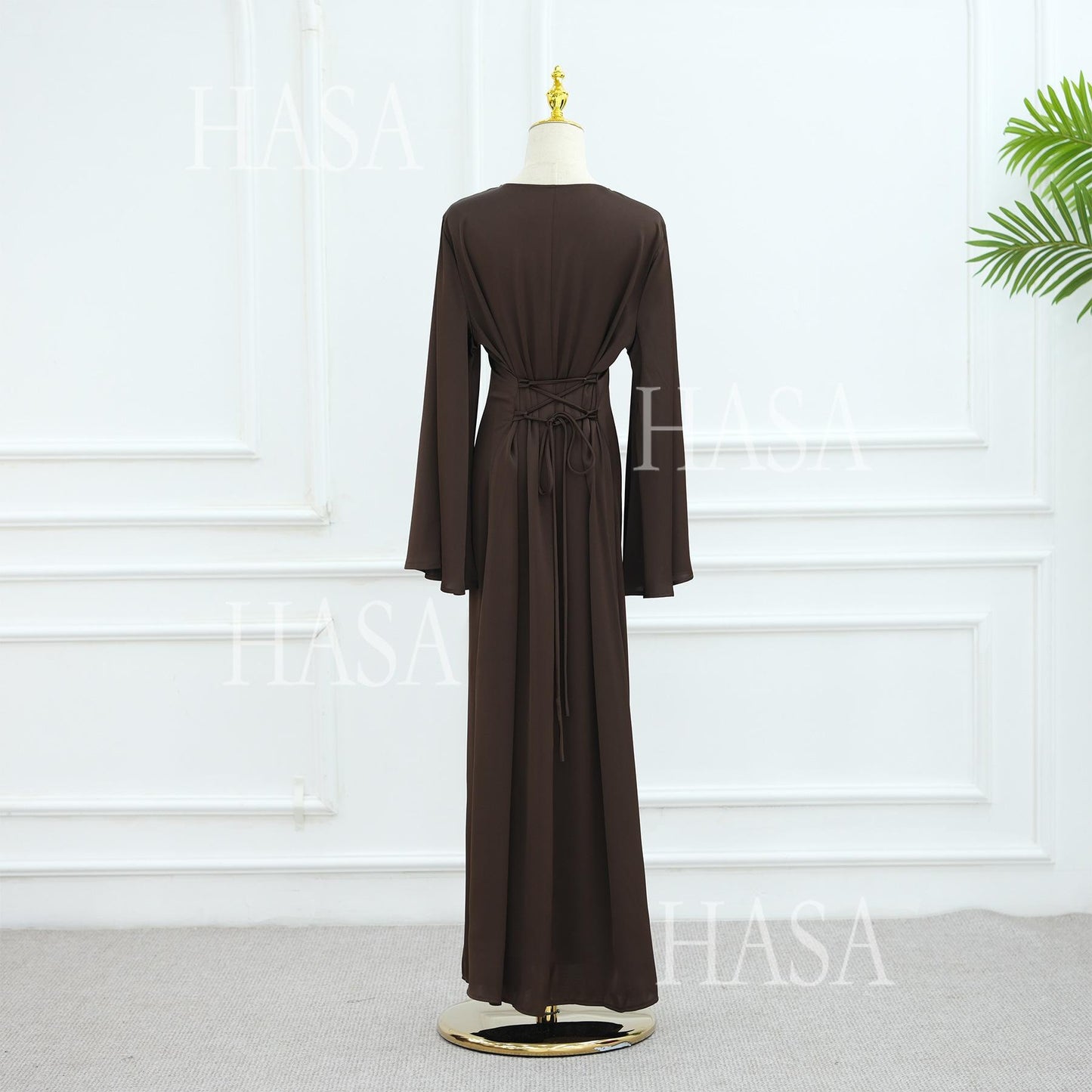 HS6478 Simple Long Dress with Wide Sleeves, One-piece and Smooth Style