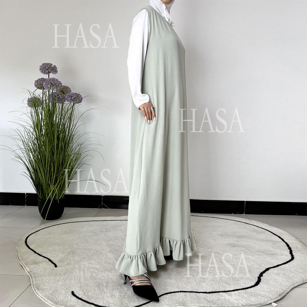 HS5860 Fashionable Imitation Linen Solid Color Robe, Breathable and Comfortable Leading The Trend abaya girl