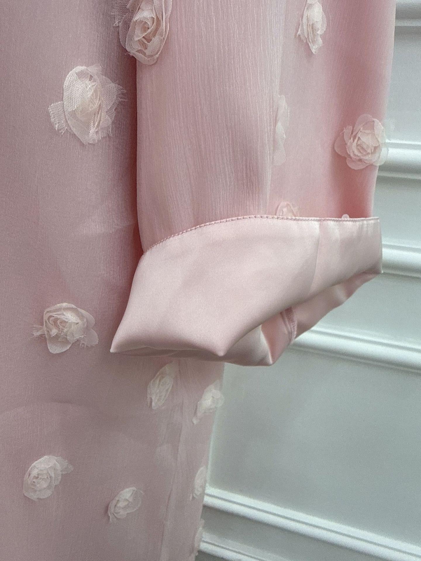HASA HS6782 Graceful Floral Pink Abaya with Matching Scarf