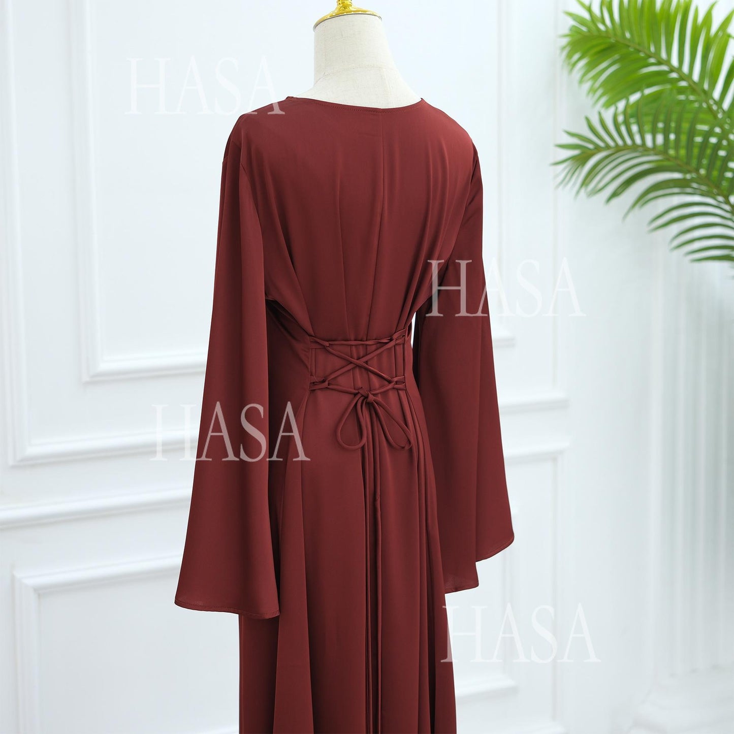 HS6491 Elegant Bell Sleeve Maxi Dress