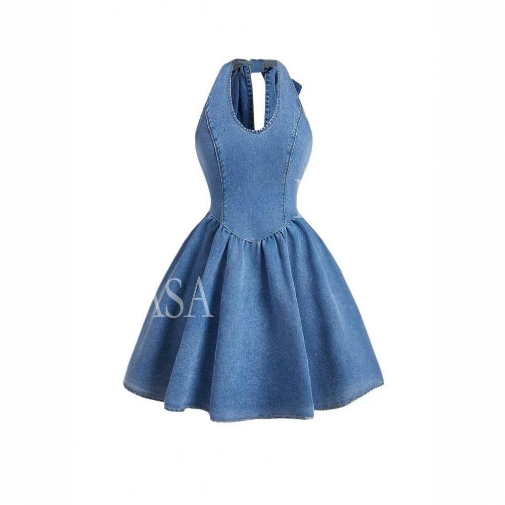 HASA HS6798 Flirty Denim Skater Dress for Every Occasion