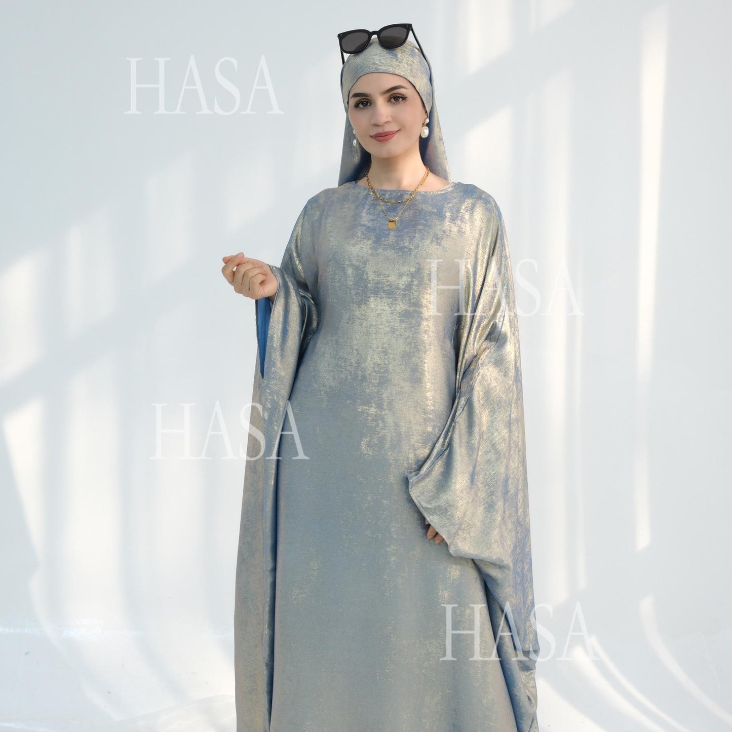 HS5879 Light-sensing Two-piece Dress | with Headscarf Design, The Overall Matching Is More Worry-free