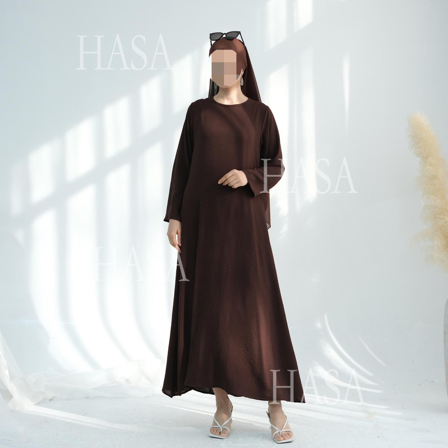 HS6513 Double-layered sleeve chiffon cardigan two-piece robe abaya (headscarf not included)