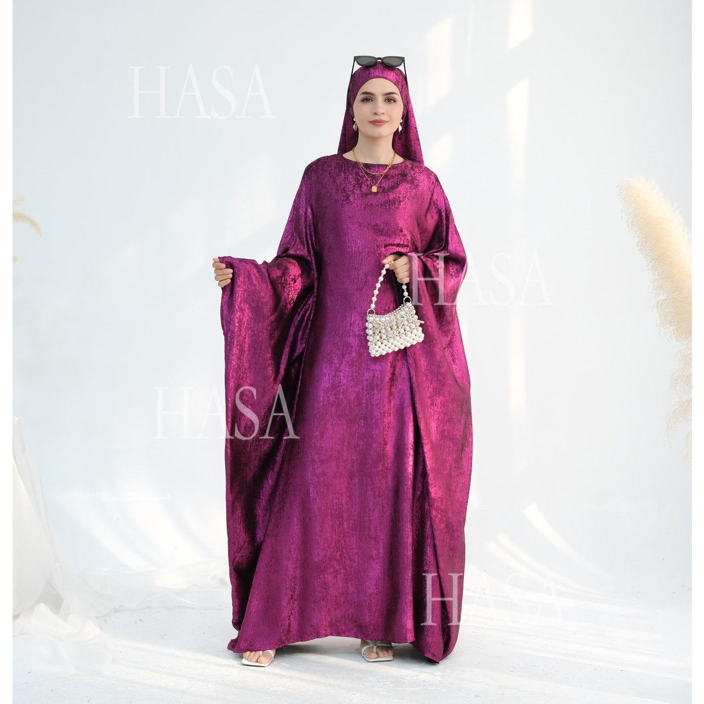 HS5879 Light-sensing Two-piece Dress | with Headscarf Design, The Overall Matching Is More Worry-free