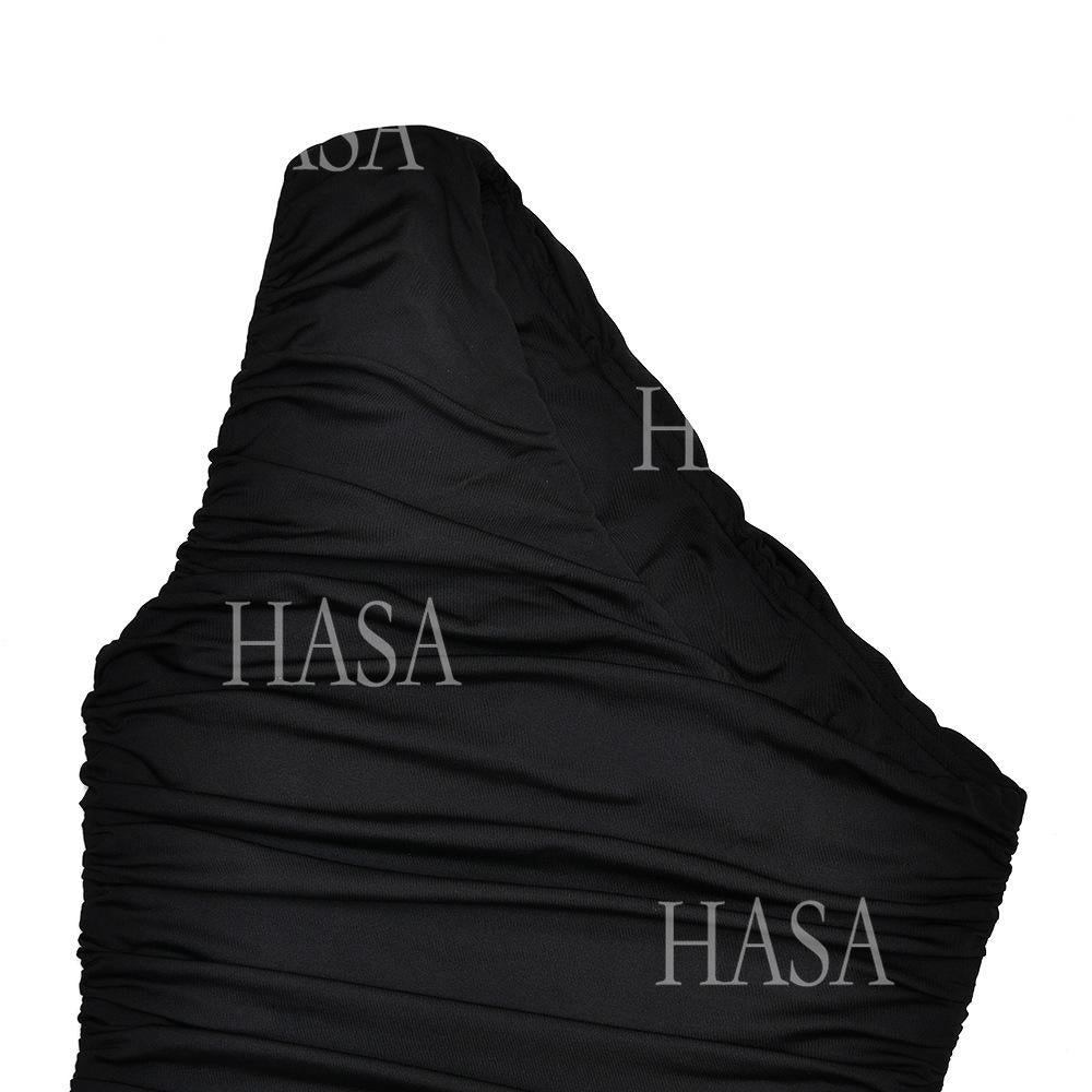 HASA HS6772 Slim Fit One Shoulder Mesh Lace Evening Dress