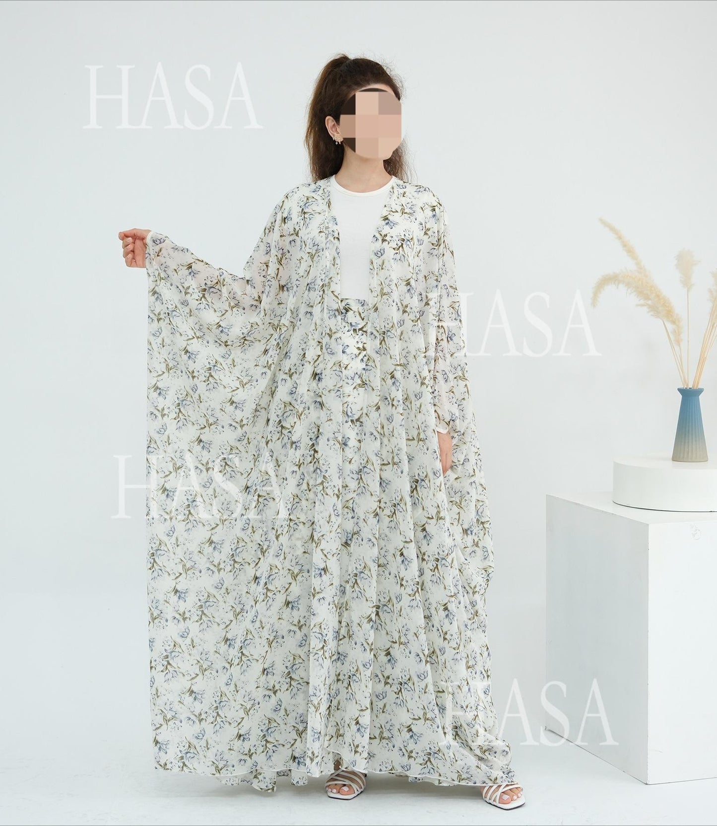 HS6580 Printed cardigan and skirt two-piece set