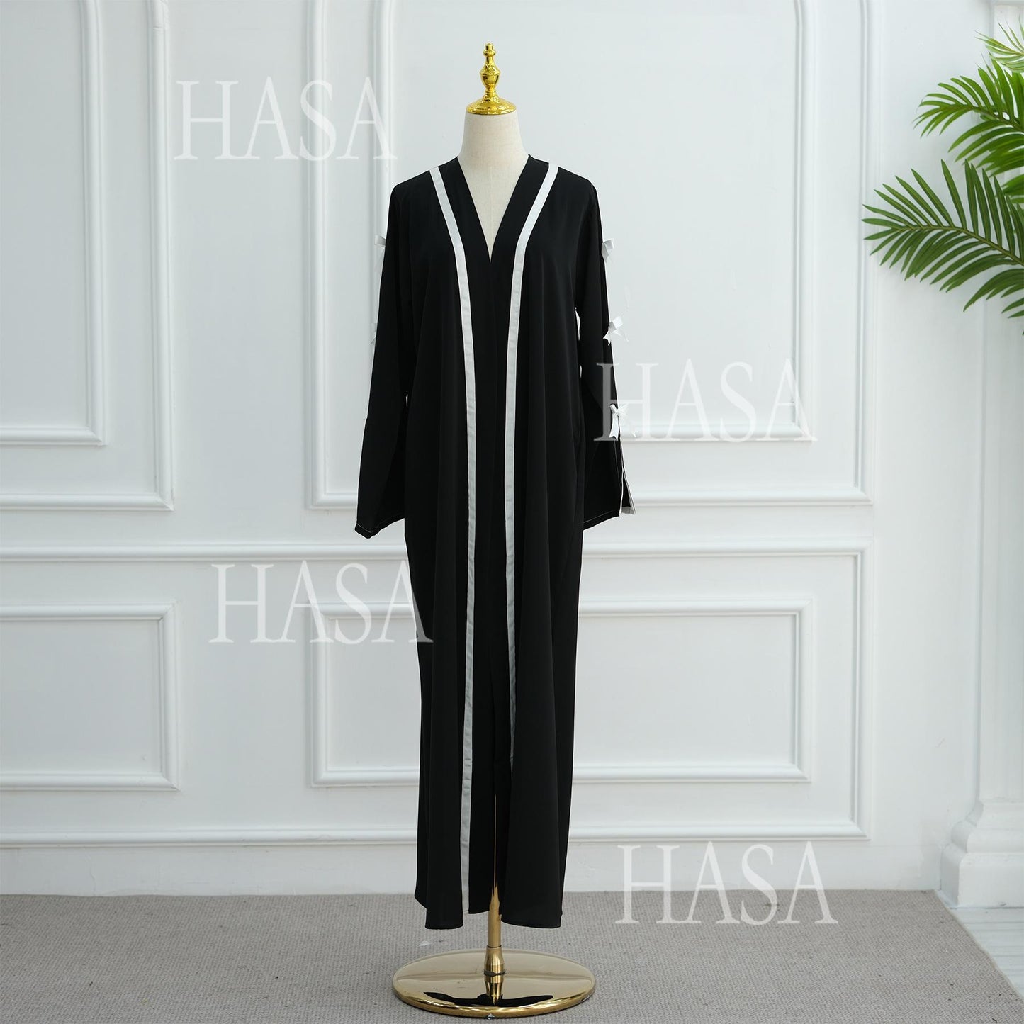 HS6520 Cardigan-Morgenmantel Mit Schleife (Kopftuch Nicht Inbegriffen)