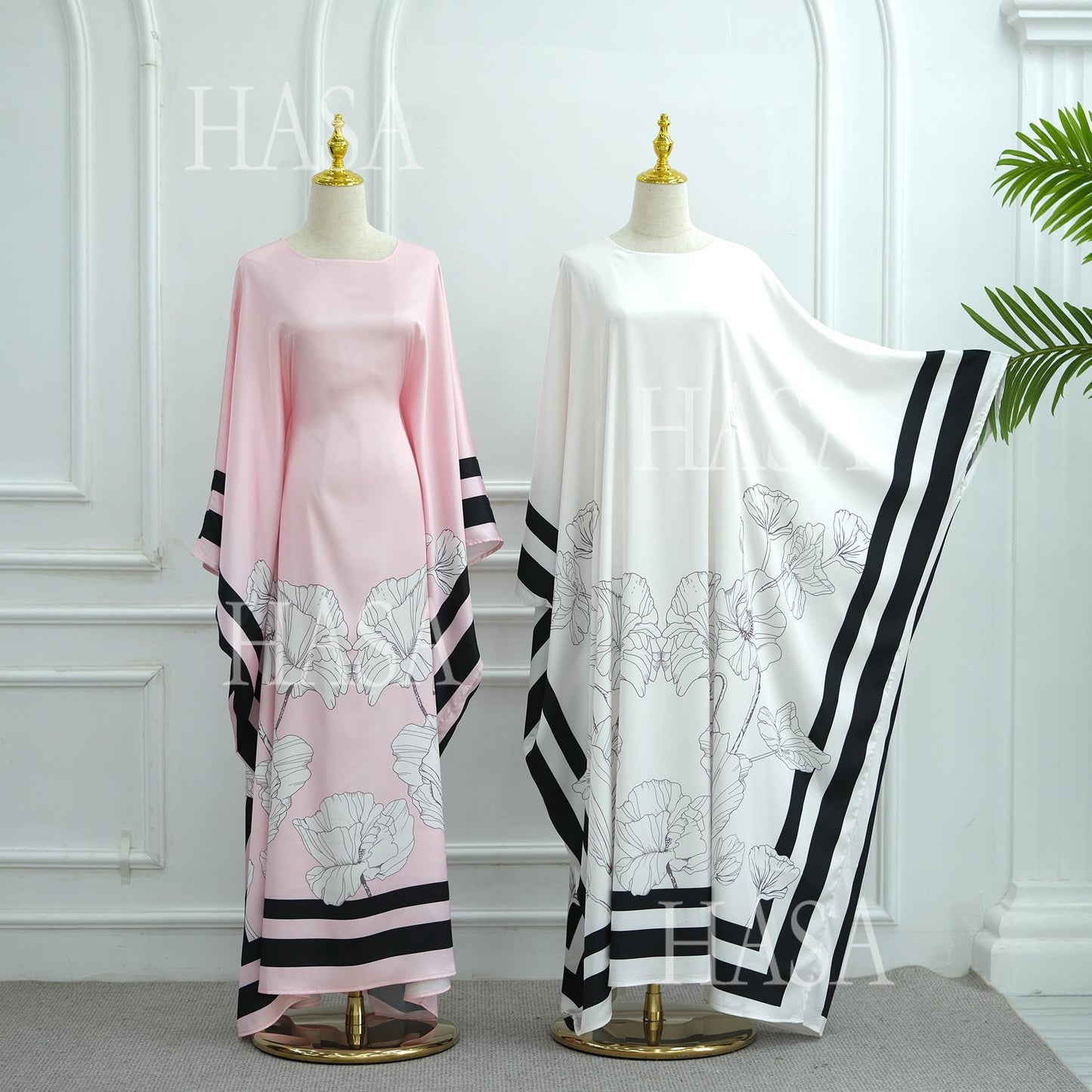 HS6556 Colorblock Print Cardigan Robe Dress