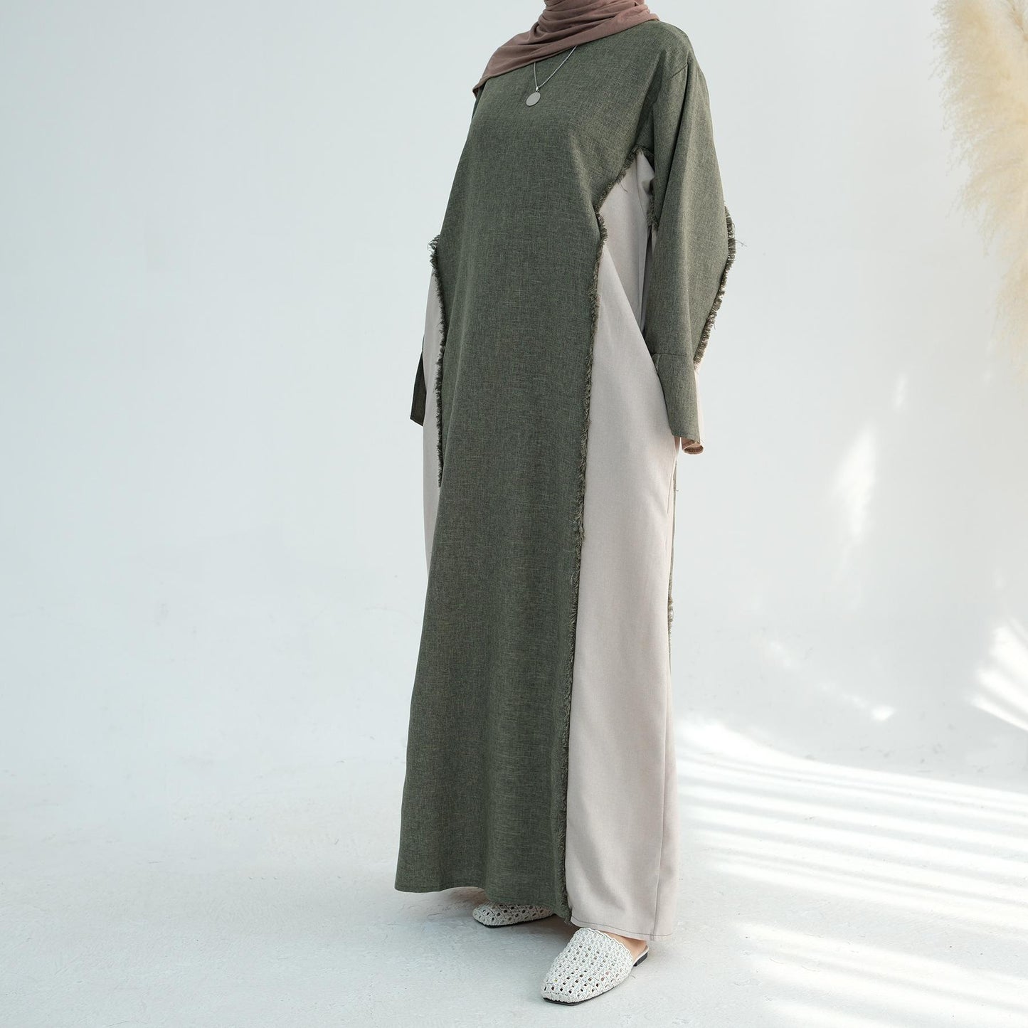 HS5508 Elegant patchwork robe - lightweight and comfortable, showing fashion taste plain casual dress