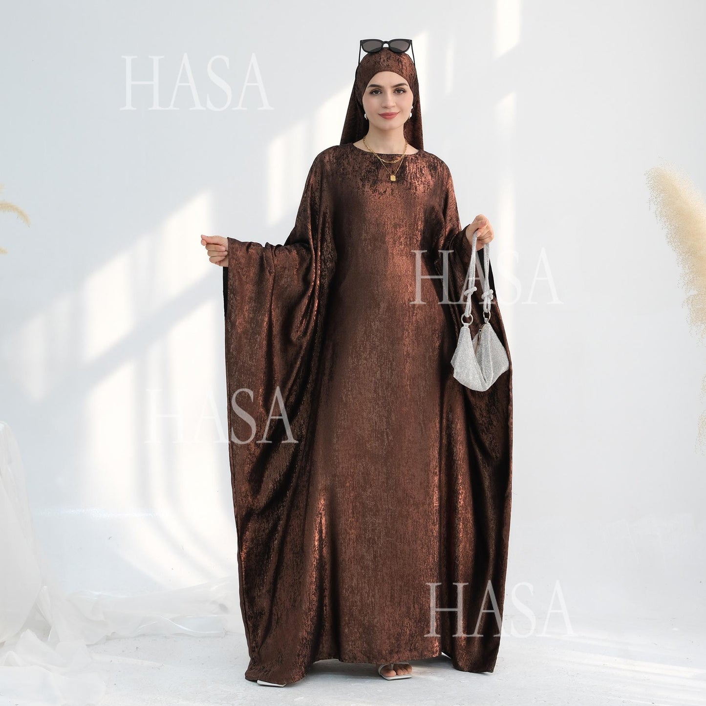 HS5879 Light-sensing Two-piece Dress | with Headscarf Design, The Overall Matching Is More Worry-free