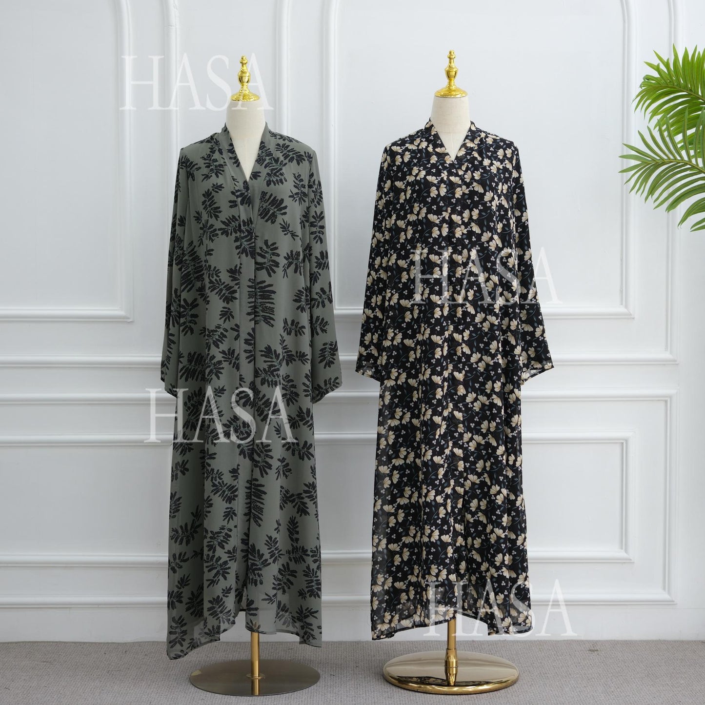 HS6515 Summer Printed Chiffon Jacket and Headscarf Two-Piece Set