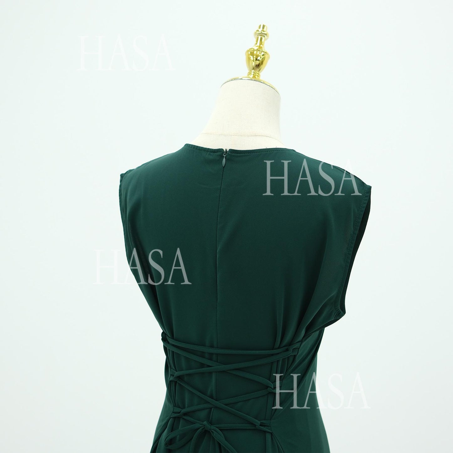 HS6470 Sleeveless Long Dress with Adjustable Back Lacing