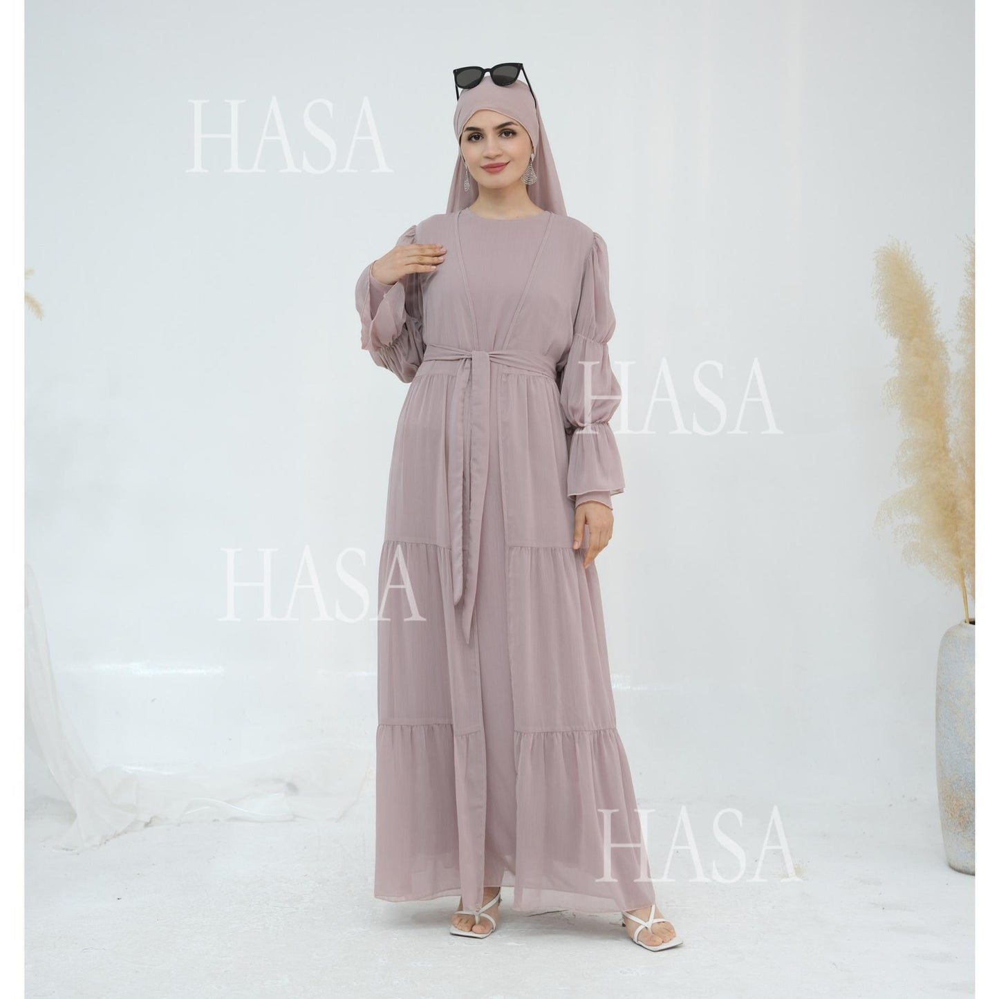 HS5881 Simple Two-piece Suit, A Dress Combination That Combines Comfort and Elegance closed abayas