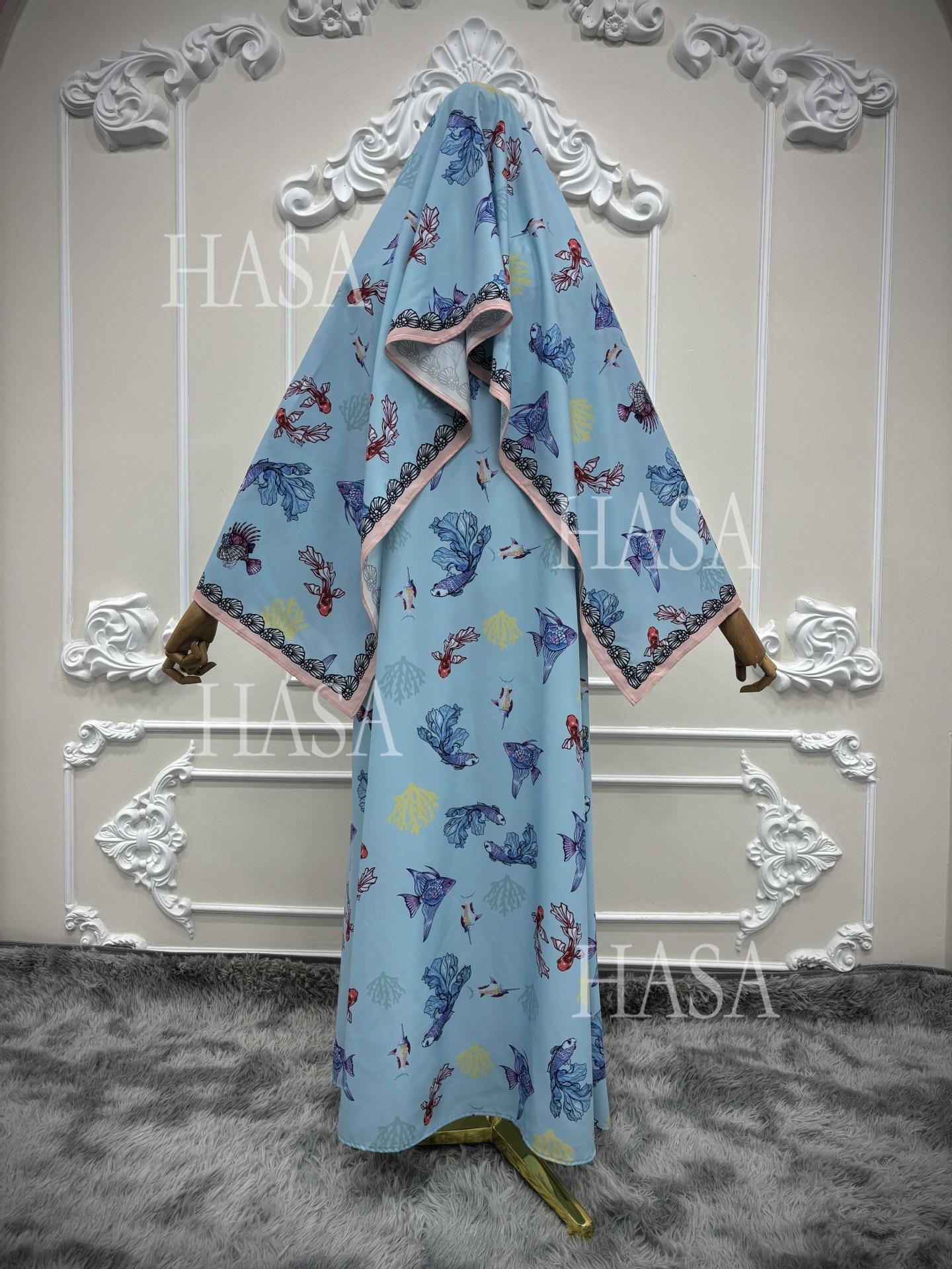 HASA HS6808 Modest Floral Maxi Abaya Cardigan