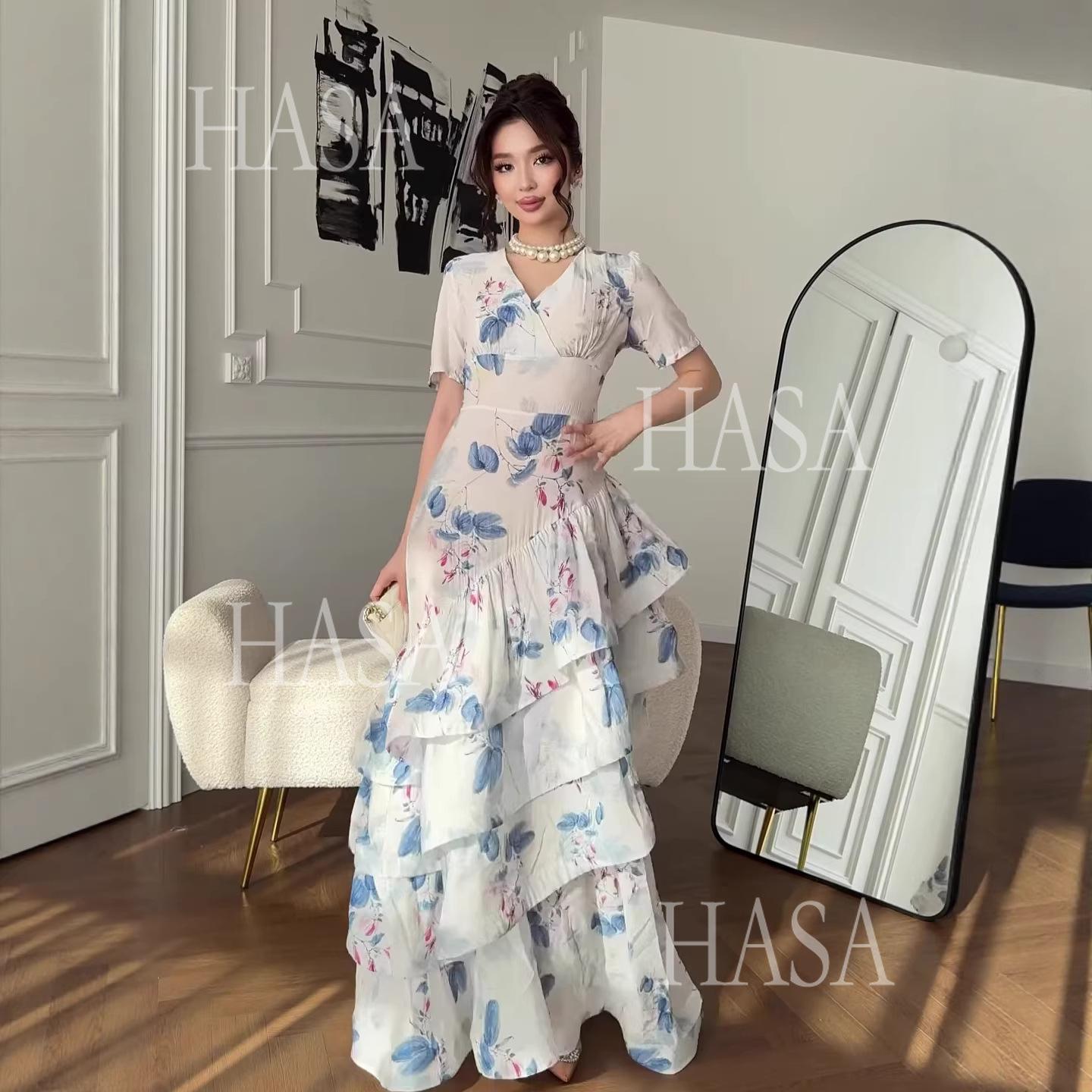 HS6747 Soft Girl Inspired Flowing Maxi Dress