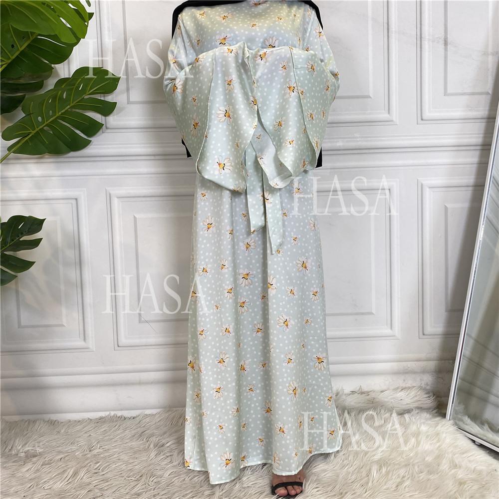 HS6590 Fashionable Printed Loose-fitting Dress with Lace-up Design and Wide Swing