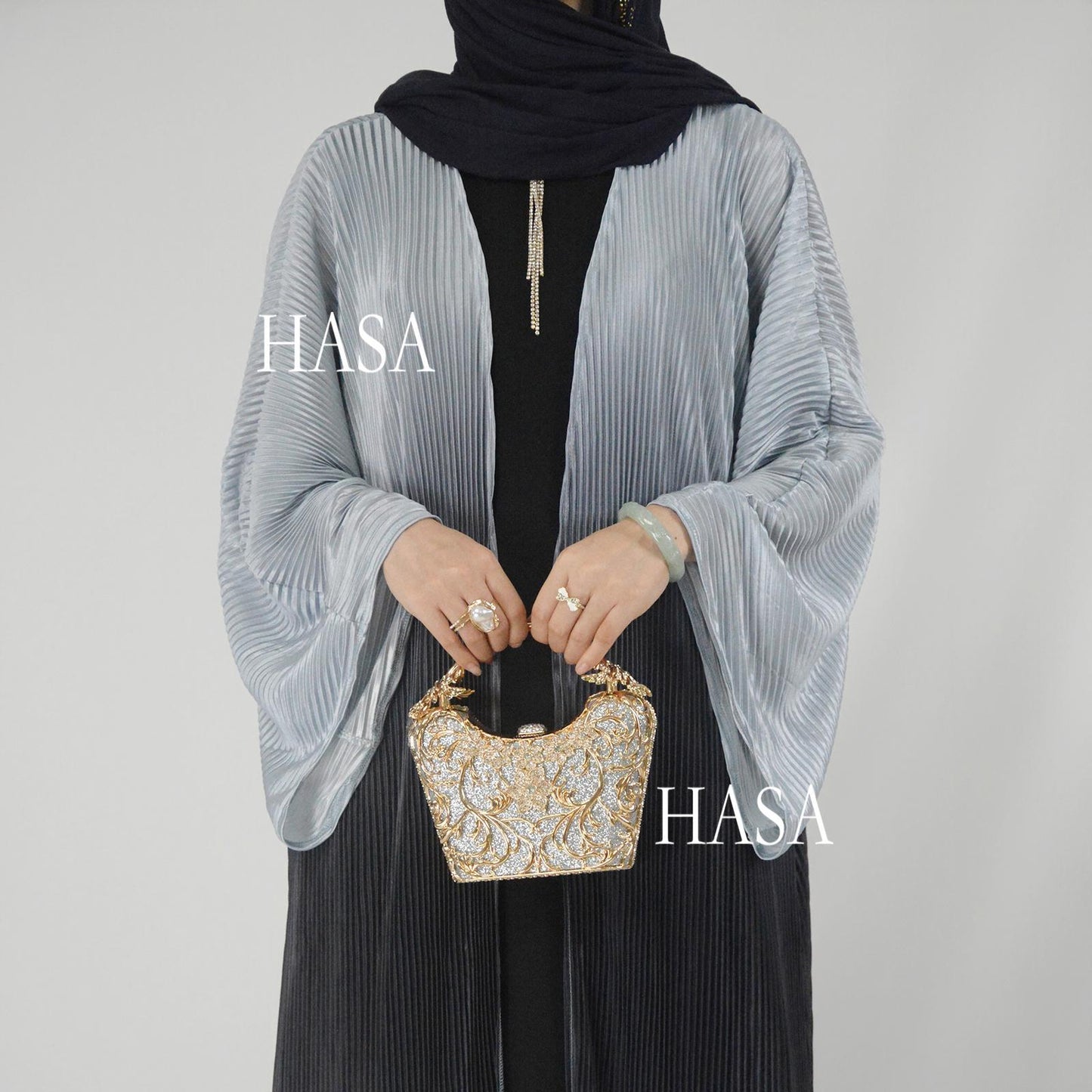 HS6321 Lightweight Ombré Cardigan with Elegant Pleats