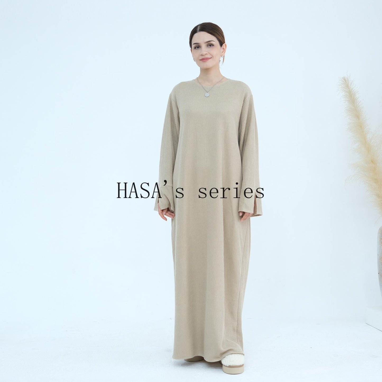 HS5440 Large Sleeve Thick Knitted Sweater Dress - Loose and Elegant Long Dress party  wear red dress thick  thigh 2  part bow  outfits