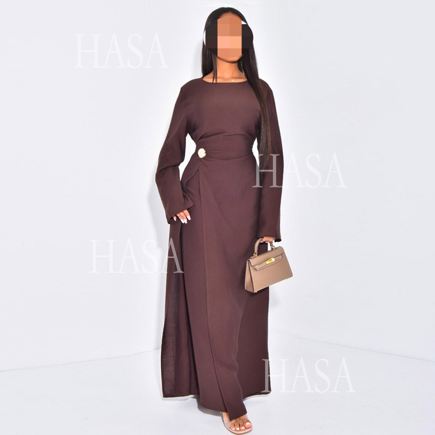 HS6549 Minimalist Abaya with Waist Detail