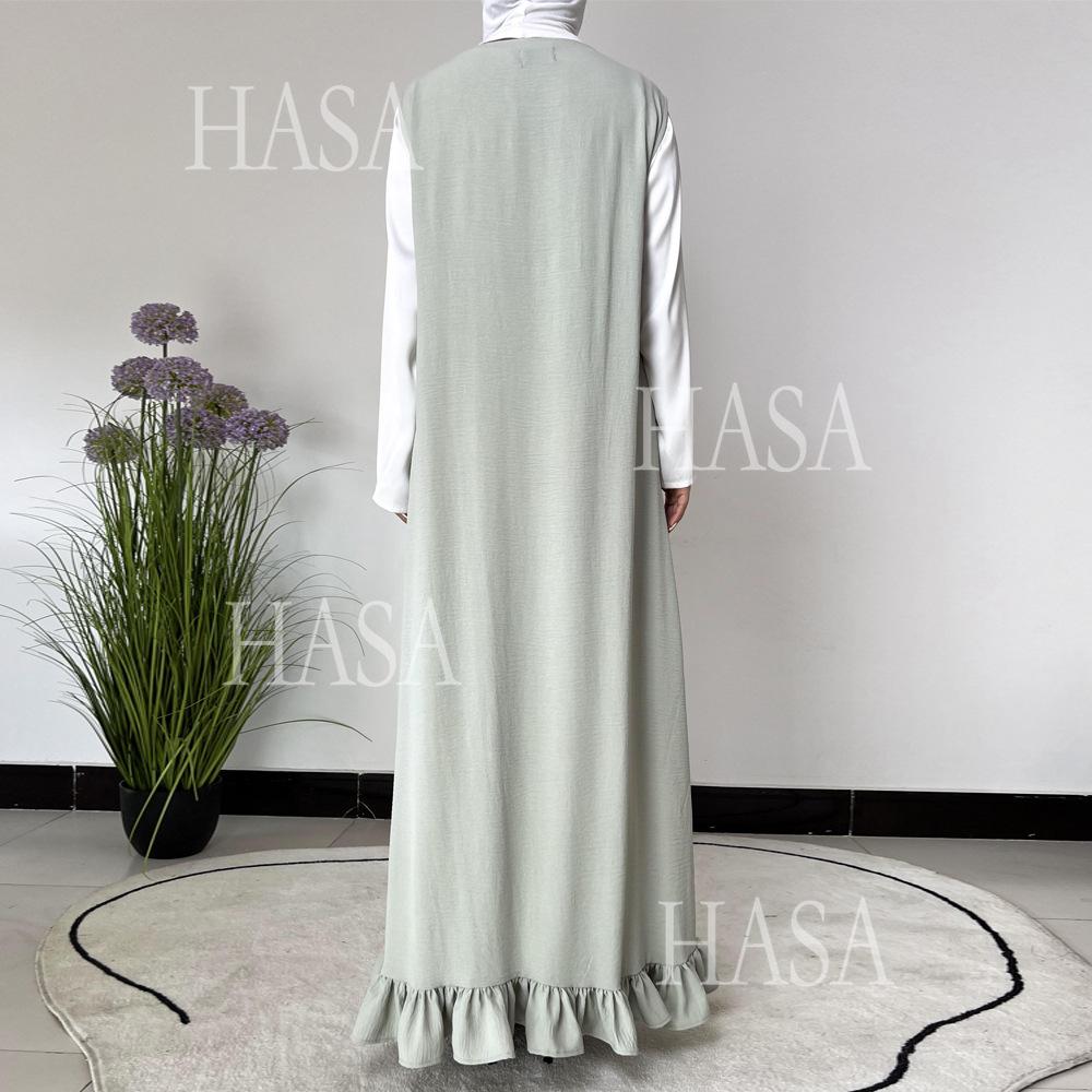 HS5860 Fashionable Imitation Linen Solid Color Robe, Breathable and Comfortable Leading The Trend abaya girl