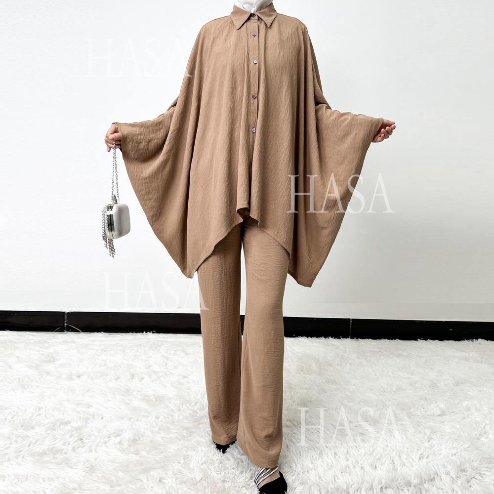 HS5855 High-end Crepe Linen Two-piece Suit (headscarf Not Included), Stylish and Simple, Showing Elegance