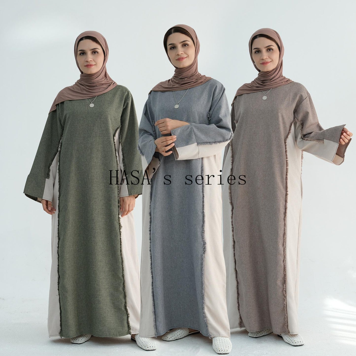 HS5508 Elegant patchwork robe - lightweight and comfortable, showing fashion taste plain casual dress