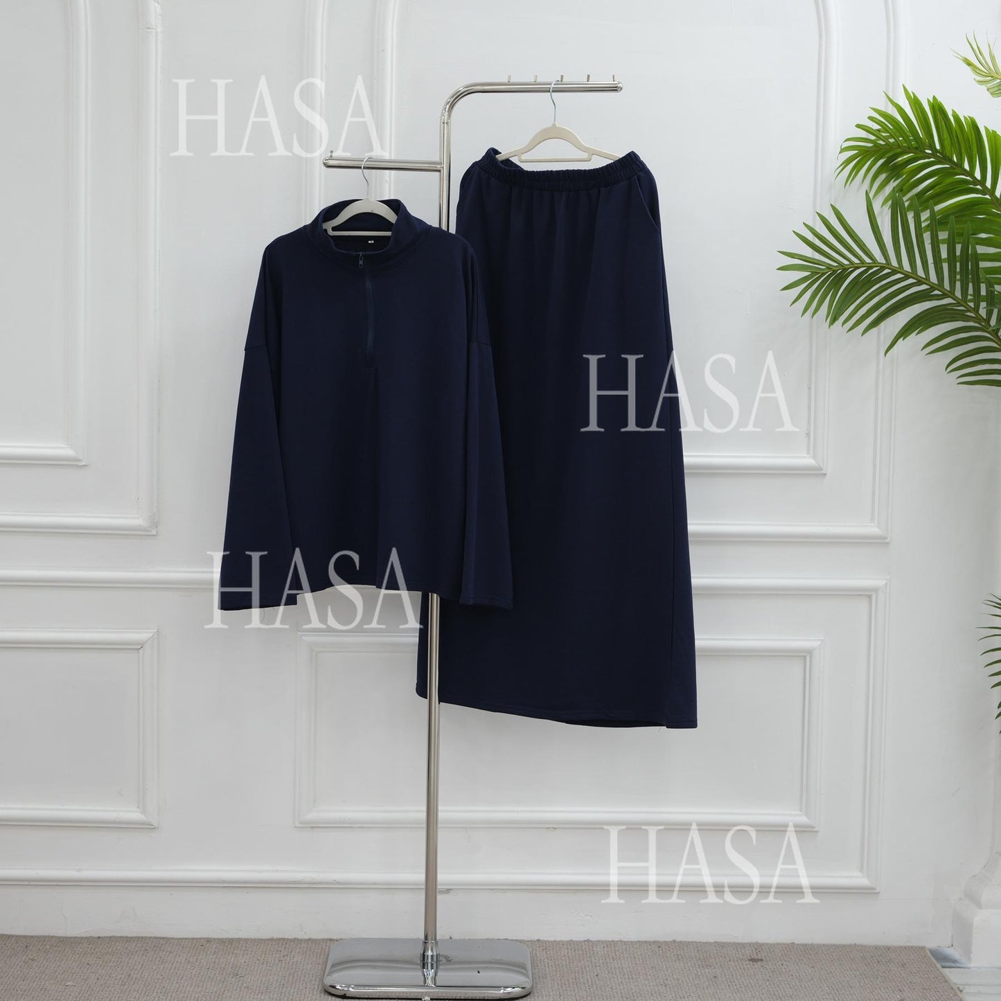 HASA HS6783 Cool Streetwear Maxi Skirt and Loose Top Set