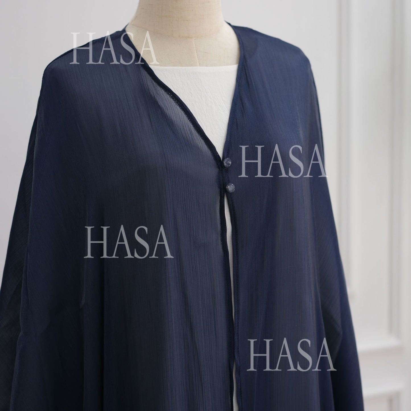 HS6534 Elegant Island Wrinkle Texture Solid Color Cardigan Robe