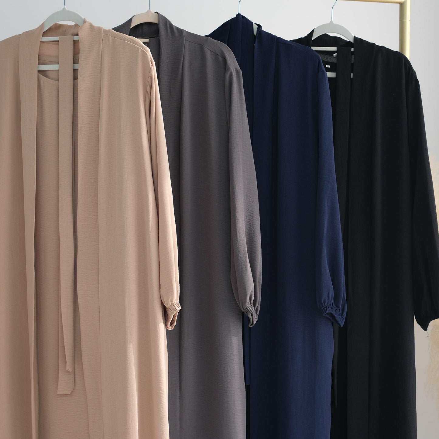 HASASERIES HS0995 3pcs Cardigan+without  Sleeves Inner Dress+Hijab