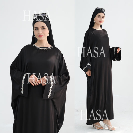 HS5882 A Cardigan Dress with Exquisite Hot Diamond Embellishment and Elegant Details closed abayas
