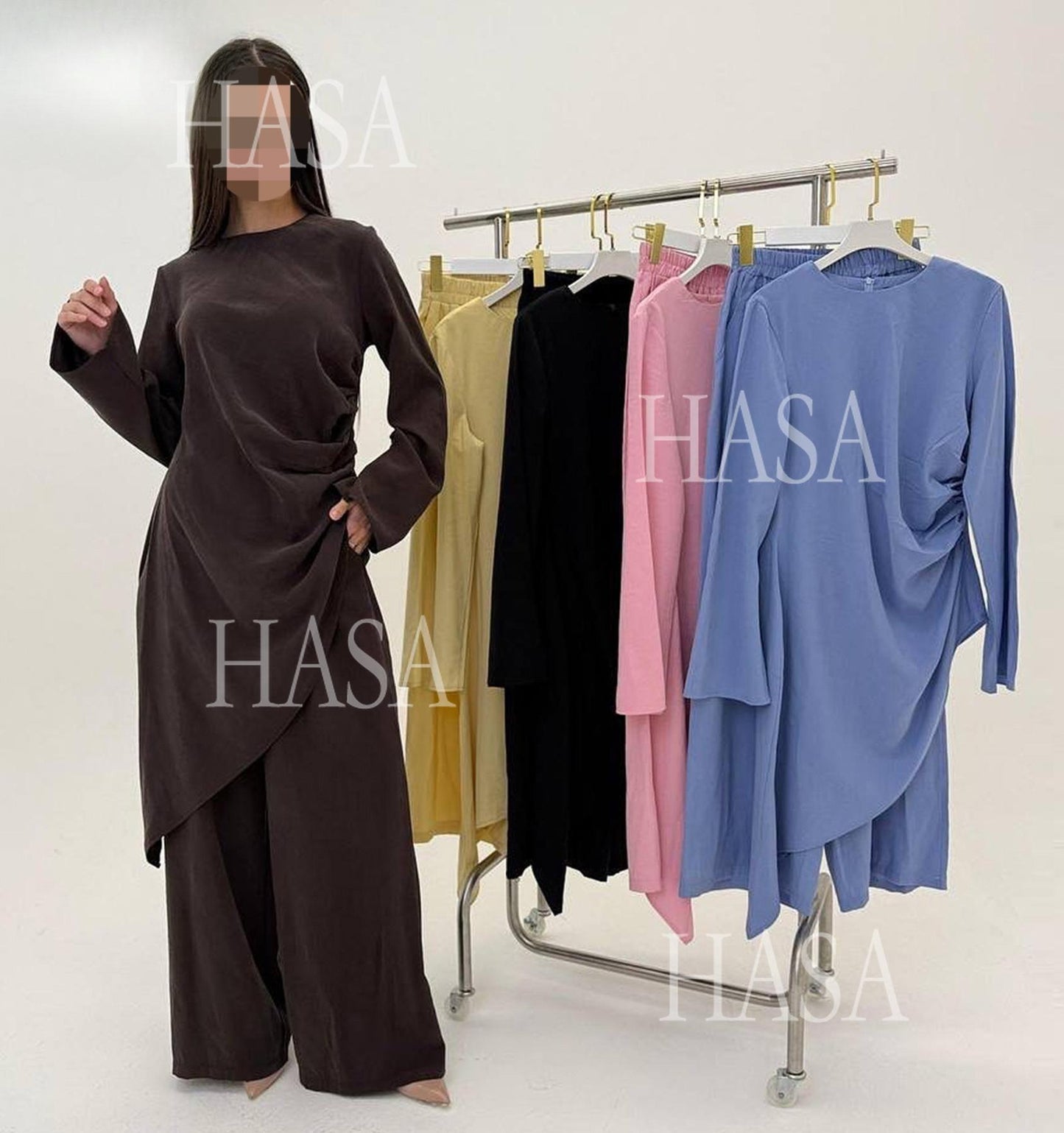 HS6606 Asymmetrical two-piece tunic (with optional headscarf)