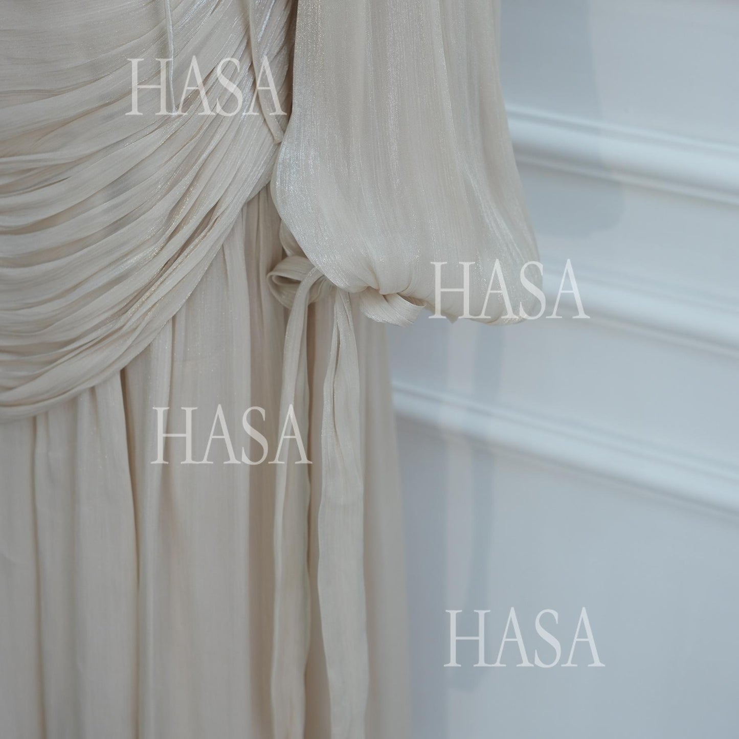 HASA HS6803 Chic Ruched Maxi Dress with Elegant Flow