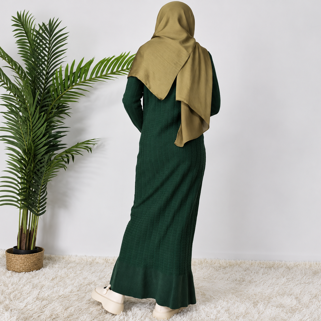 فستان شتوي طويل محبوك بأكمام طويلة HS0115