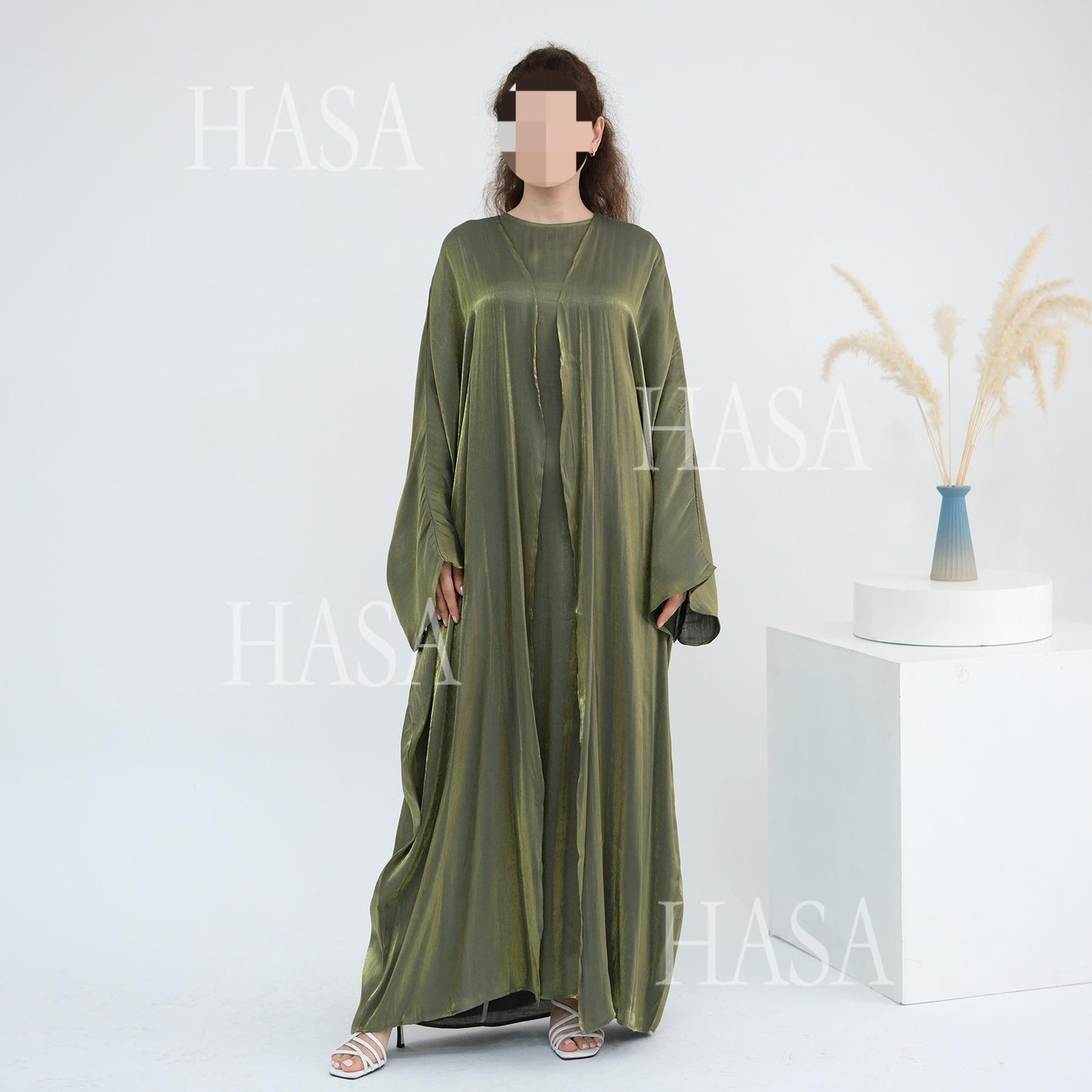 HS6530 Solid color simple two-piece long skirt suit