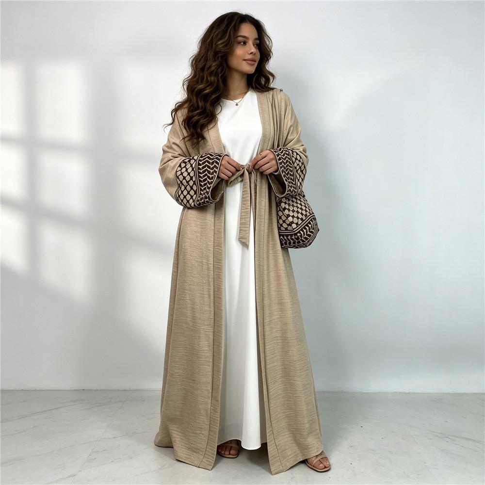 HASA HS6816 Fashion Printed Spliced Cardigan Robe with Bag
