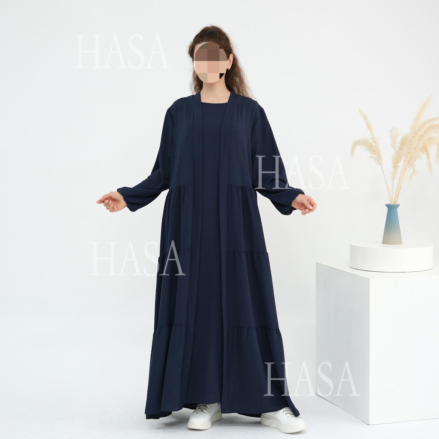 HS6559  Solid Color Loose Robe Dress Two-piece Set