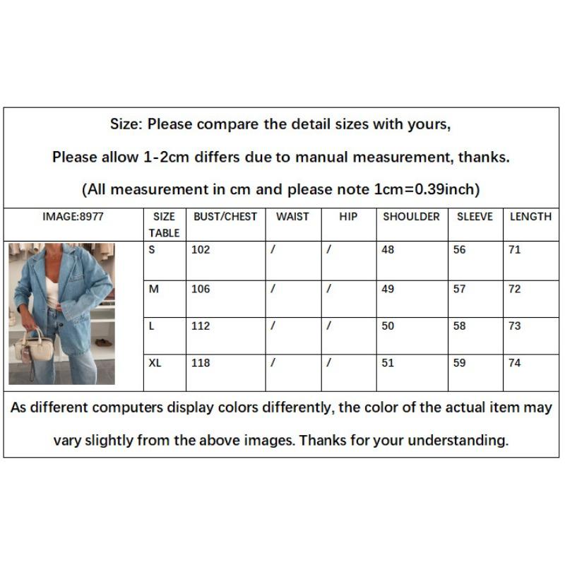 HS6181 Fashionable Casual Loose Washed Blue Denim Women's Blazer