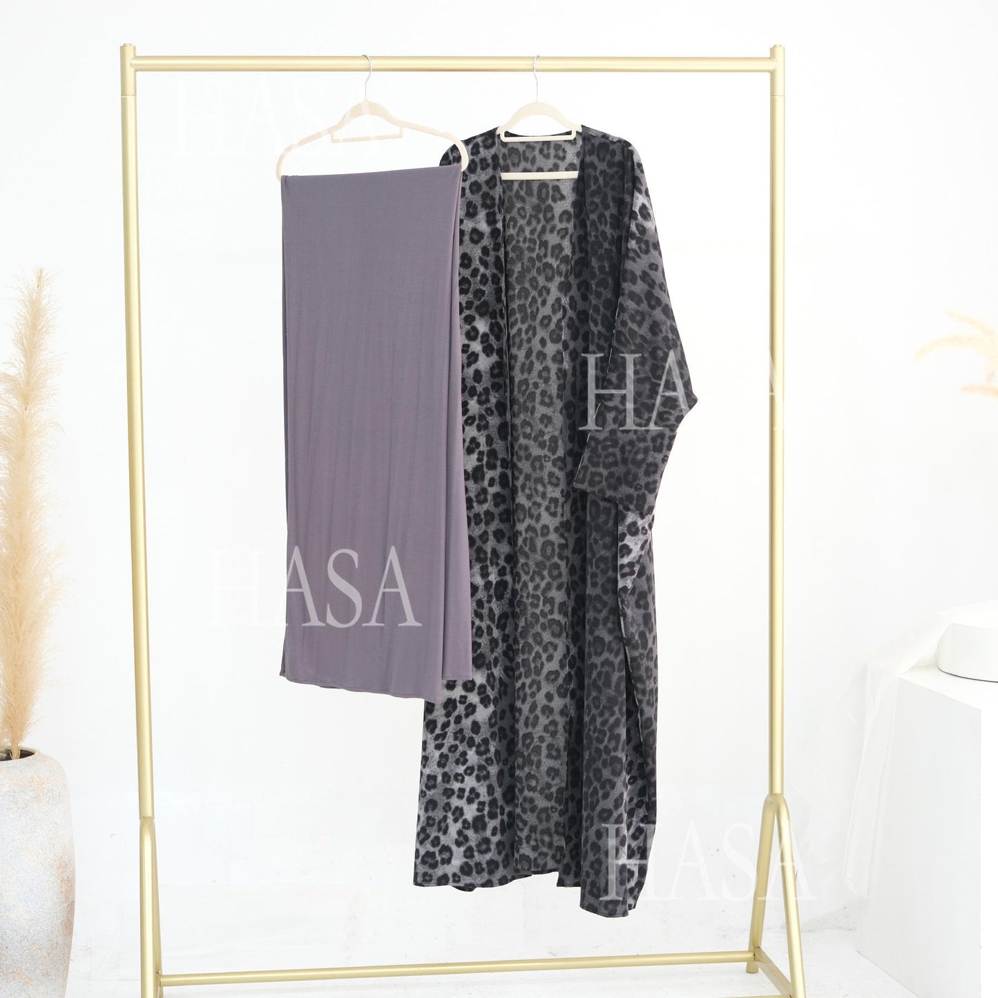HS6576 Women's Printed Cardigan Abaya (with Optional Matching Headscarf)