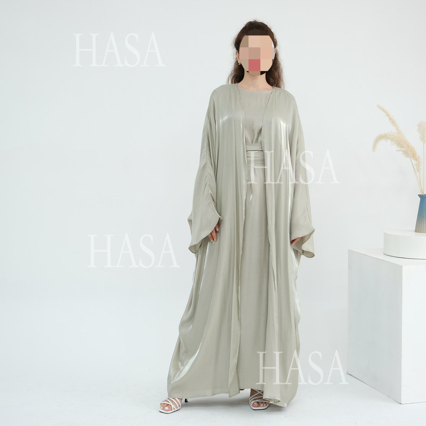 HS6530 Solid color simple two-piece long skirt suit