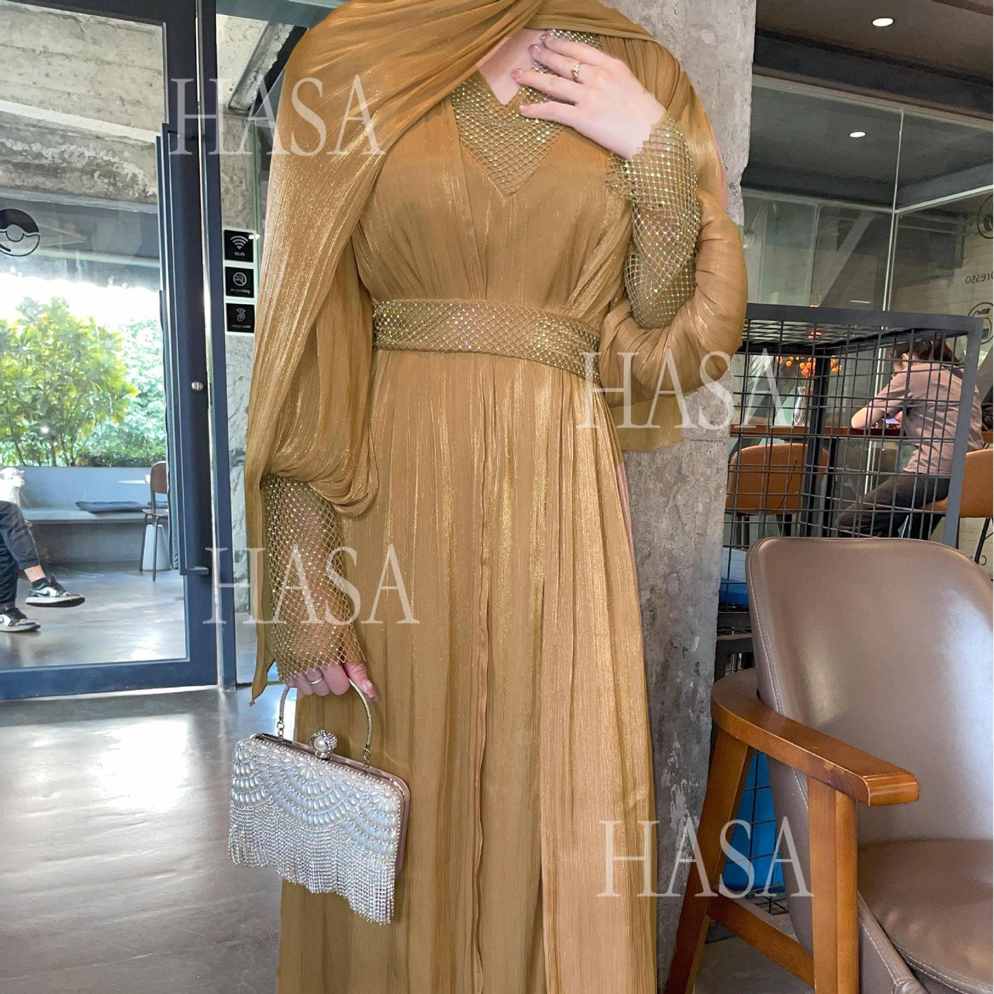 HS6481  Chiffon Robe 4 - Piece Set for Graceful Look