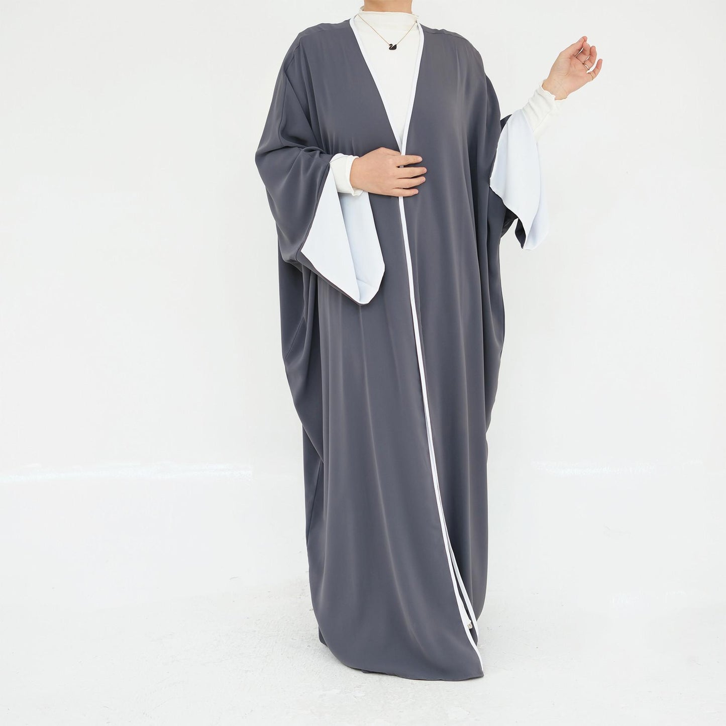 HS5877 The Loose-fitting Robe Has A Lightweight Silhouette That Is Perfect for Any Occasion open abaya outfit