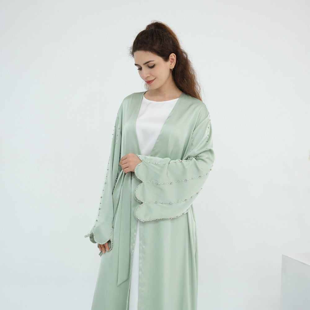 HS6602 Fully hand-beaded long cardigan jacket (headscarf not included)