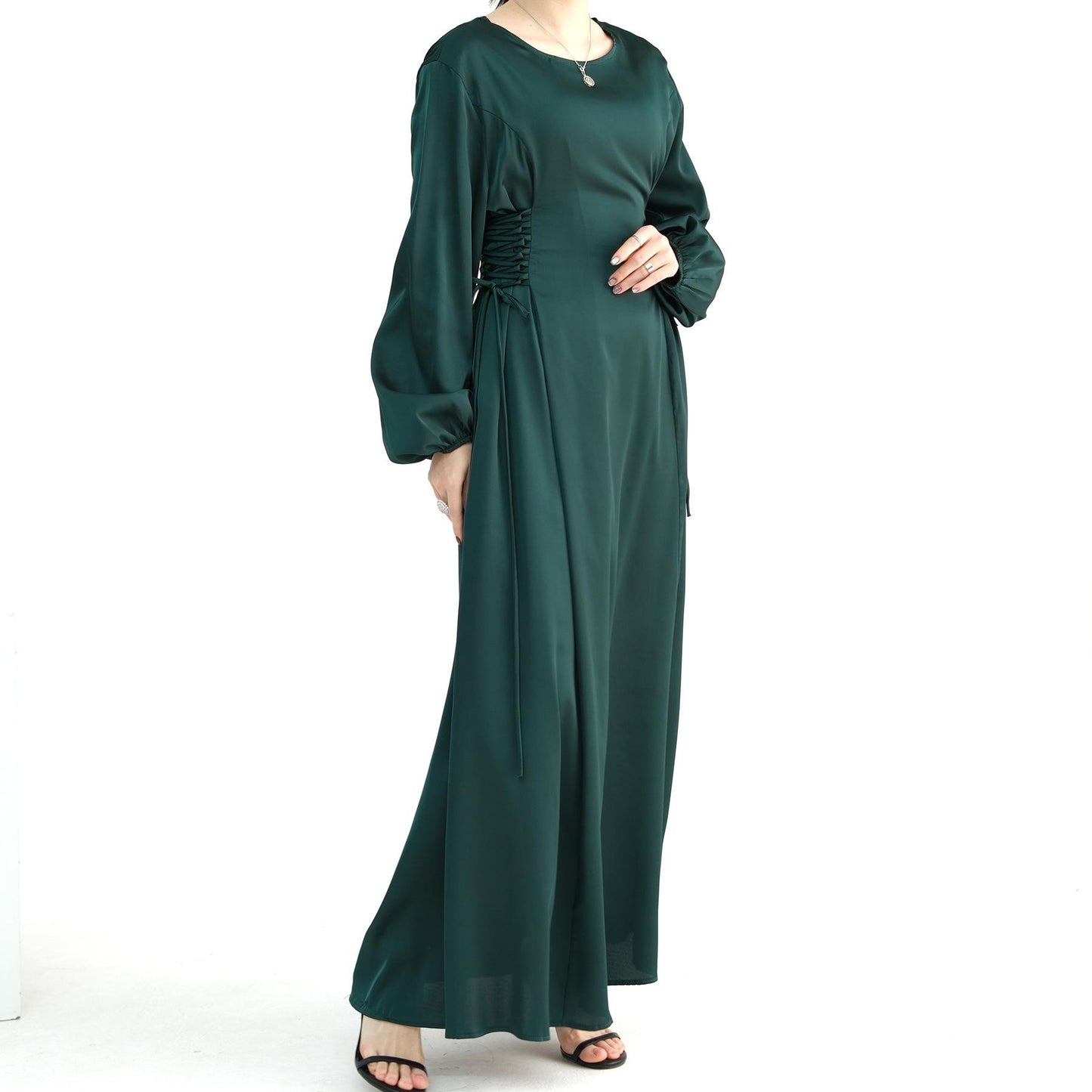 HASASERIES HS0991 Robe élégante à col haut et couleur unie