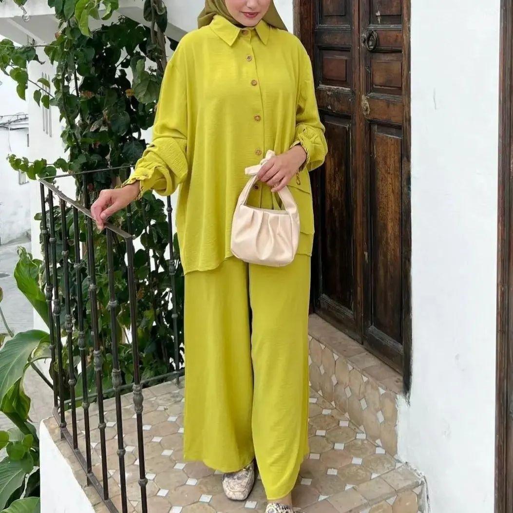 HASASERIES HS0817 2pcs Set Loose Long Sleeved Shirt and Pants