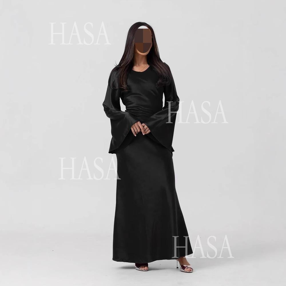 HS6491 Elegant Bell Sleeve Maxi Dress