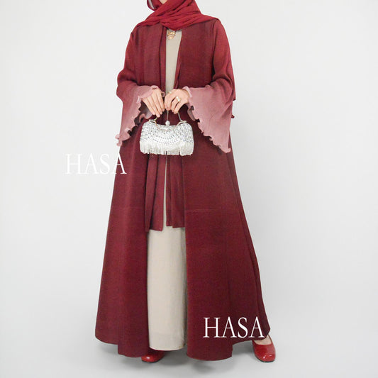 HASA's series HS6360 Summer Ombré Gradient Abaya with Pleats and Fluted Bell Cuffs