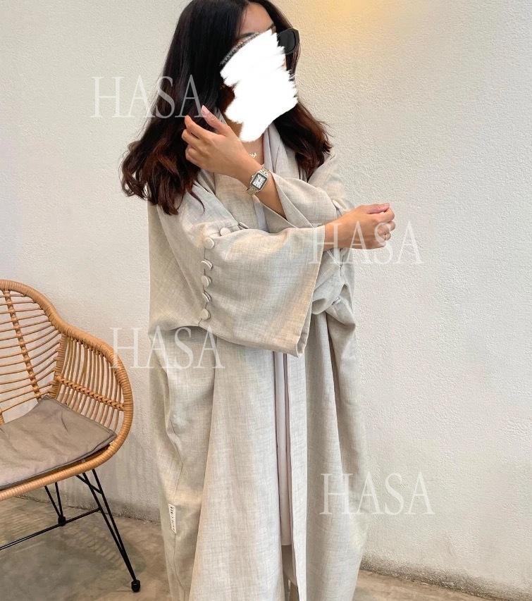 HS6561 Simple Style Large Size Long Cardigan Robe