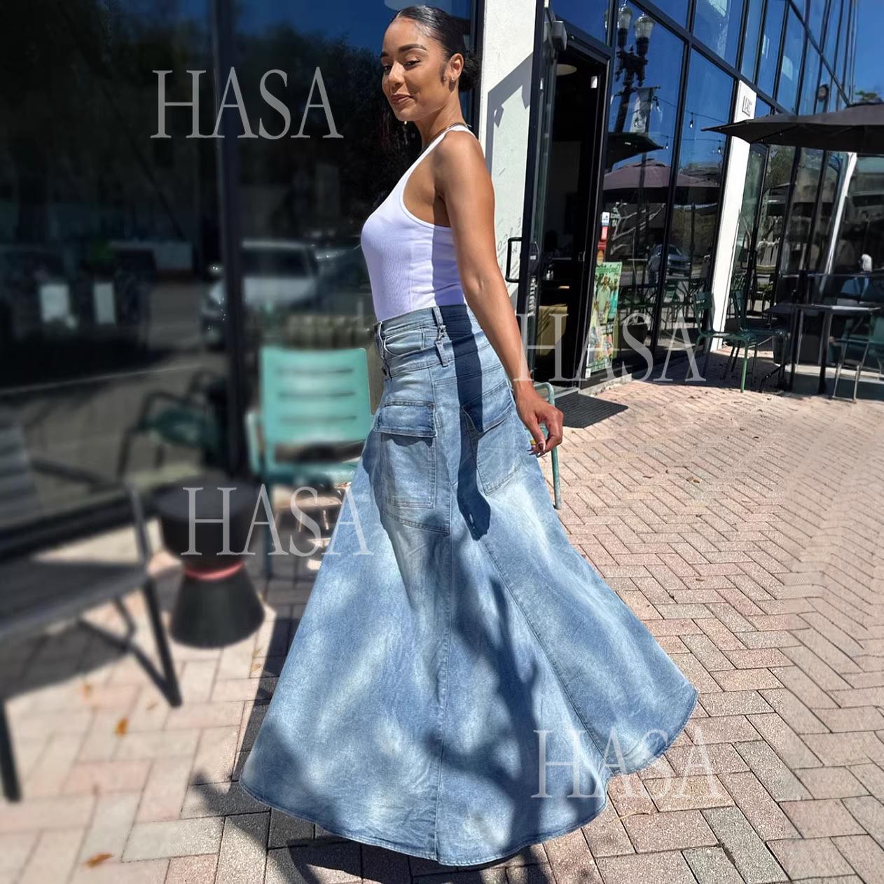 HASA HS6777 Trendy Denim Skirt Pants