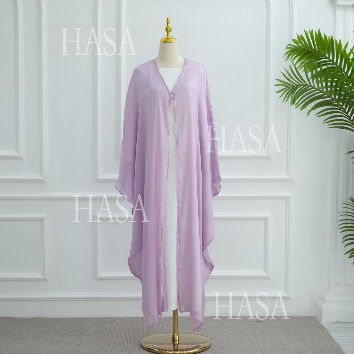 HS6534 Elegant Island Wrinkle Texture Solid Color Cardigan Robe