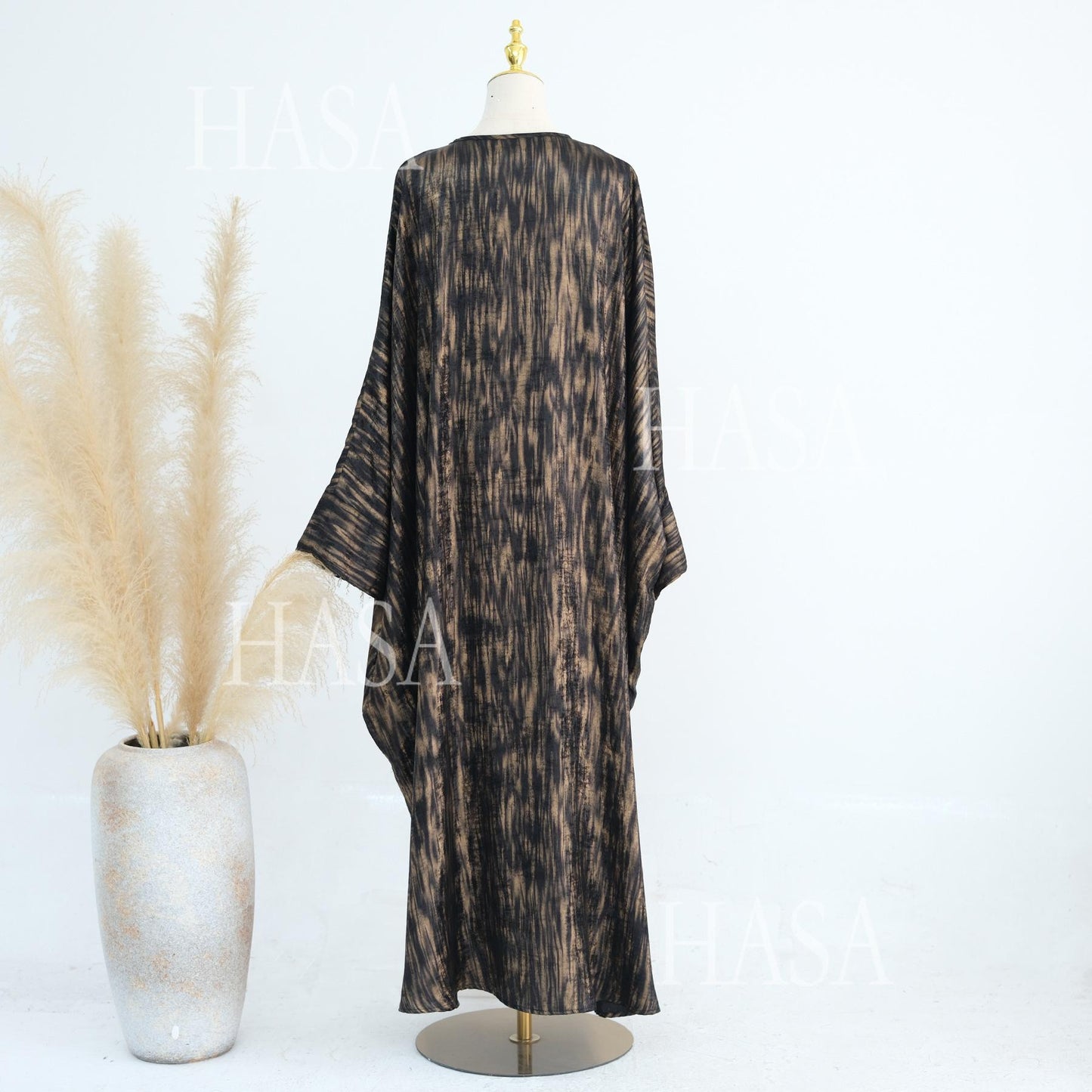 HS6566 Long-sleeved Printed Batwing Sleeve Loose Dress
